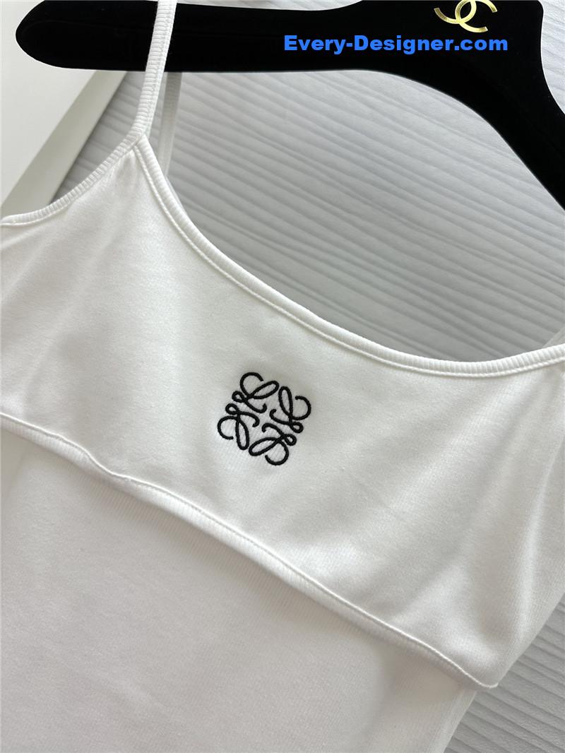 L0ew* logo embroidered fake two piece suspenders replica clothing