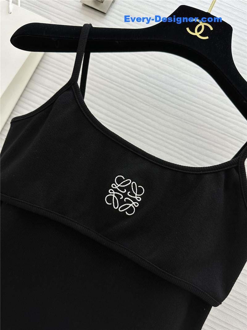 L0ew* logo embroidered fake two piece suspenders replica clothing