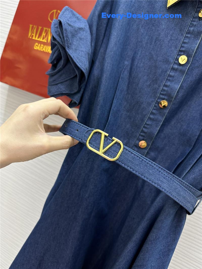 Va1e*ntin0 short sleeve denim dress replica clothes