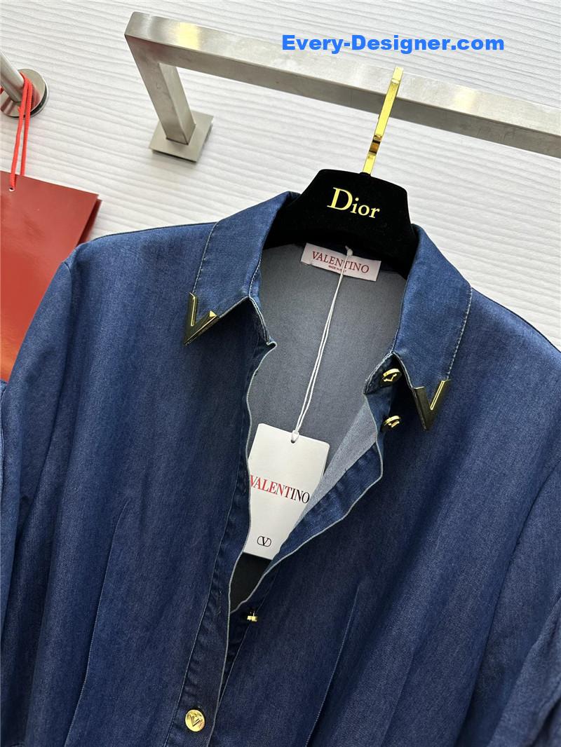 Va1e*ntin0 short sleeve denim dress replica clothes