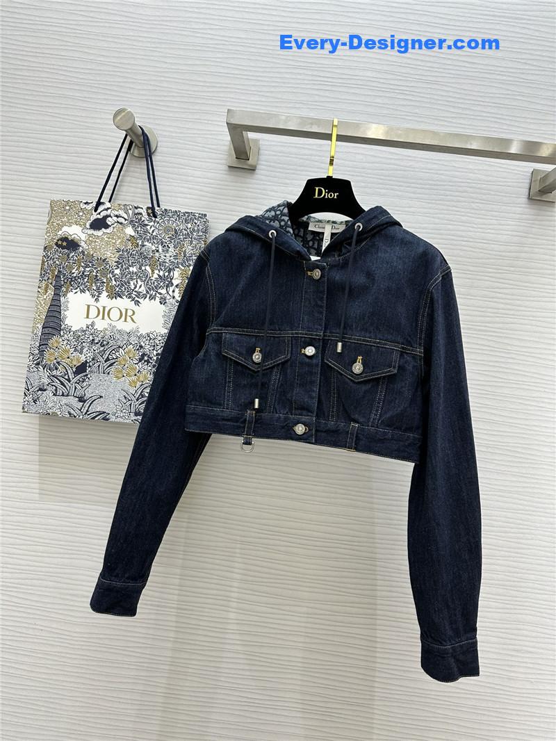 D10r monogram cropped denim hooded jacket replica d&g clothing