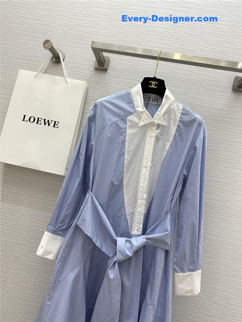 L0ew* blue patchwork irregular shirt dress replica clothes