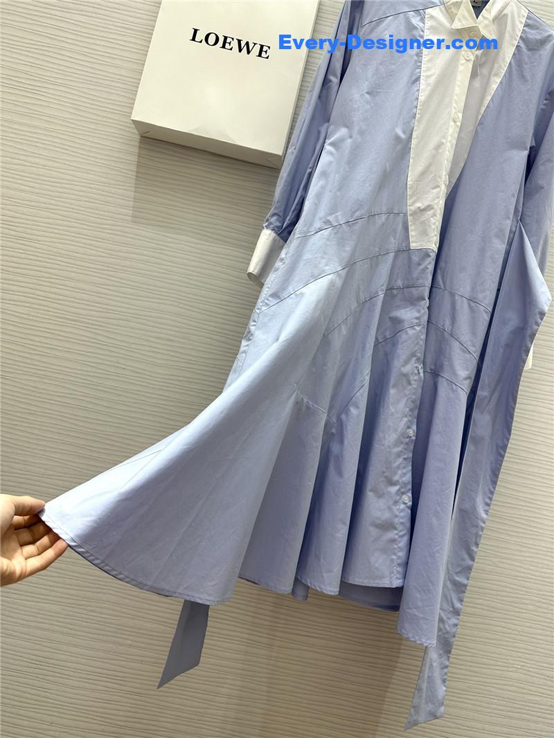 L0ew* blue patchwork irregular shirt dress replica clothes