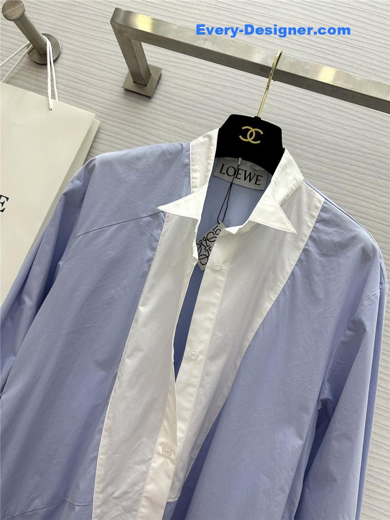 L0ew* blue patchwork irregular shirt dress replica clothes