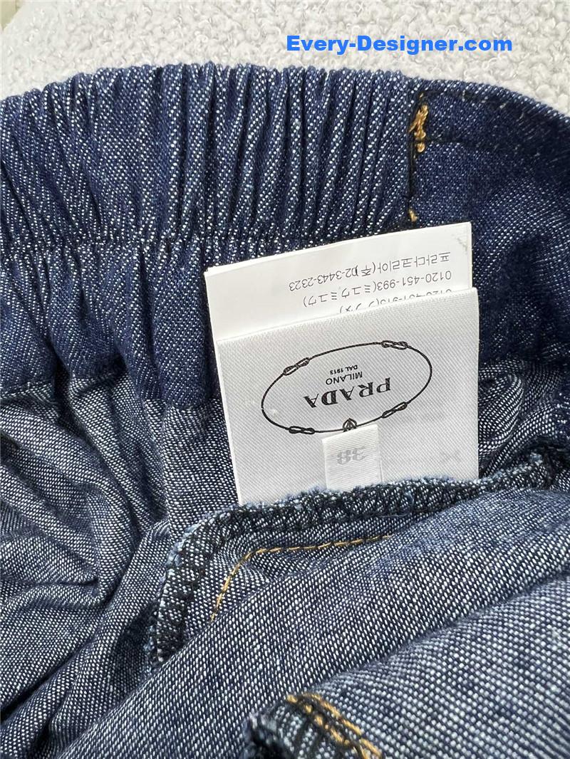 Pra*a triangle logo denim skirt replica clothing sites