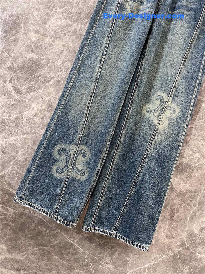 Ce1i*e laser logo printed denim trousers replica clothes