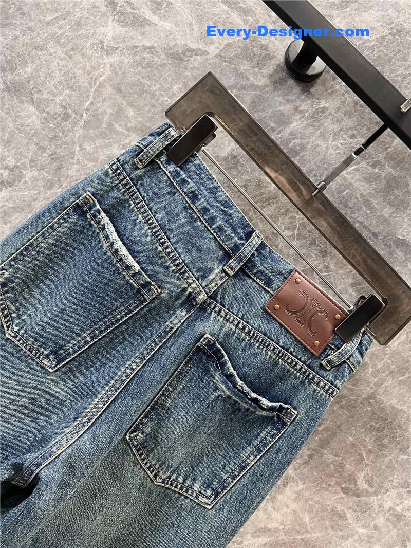 Ce1i*e laser logo printed denim trousers replica clothes