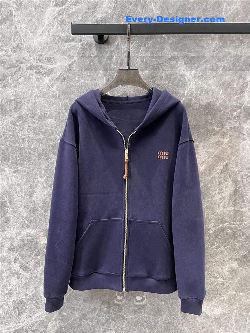 M1um1u loose zipper hooded jacket replica clothing sites