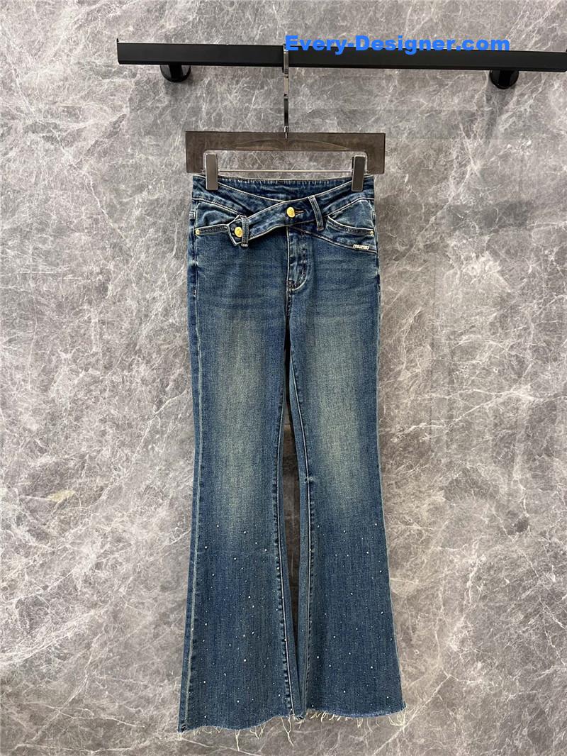 M1um1u flared rhinestone jeans replica clothing sites