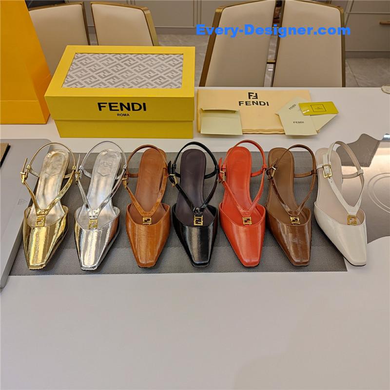 F**di ffold gold nappa leather low-heeled slingbacks