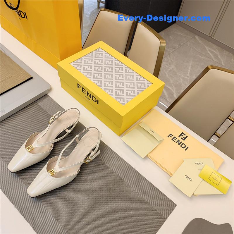 F**di ffold ivory eel leather low-heeled slingbacks