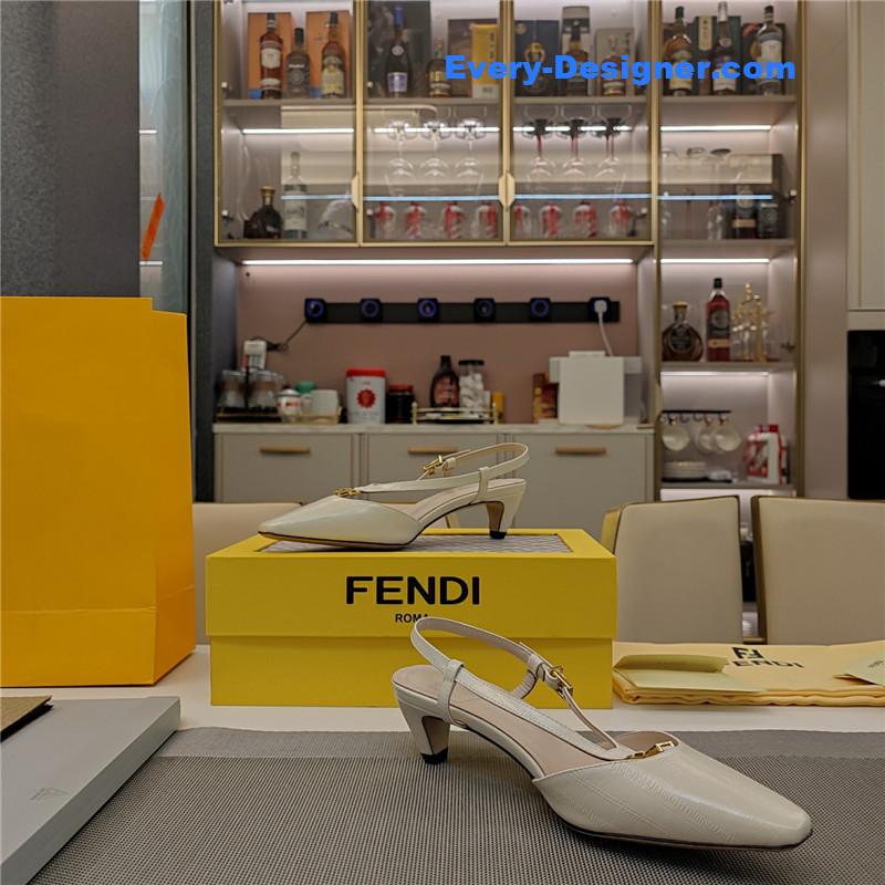 F**di ffold ivory eel leather low-heeled slingbacks