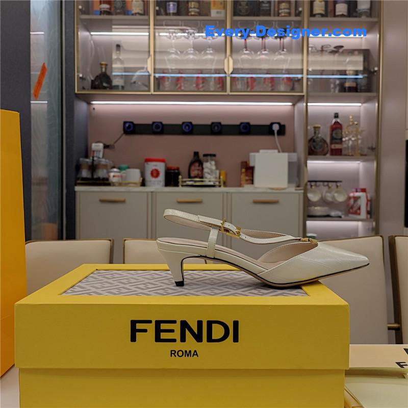 F**di ffold ivory eel leather low-heeled slingbacks