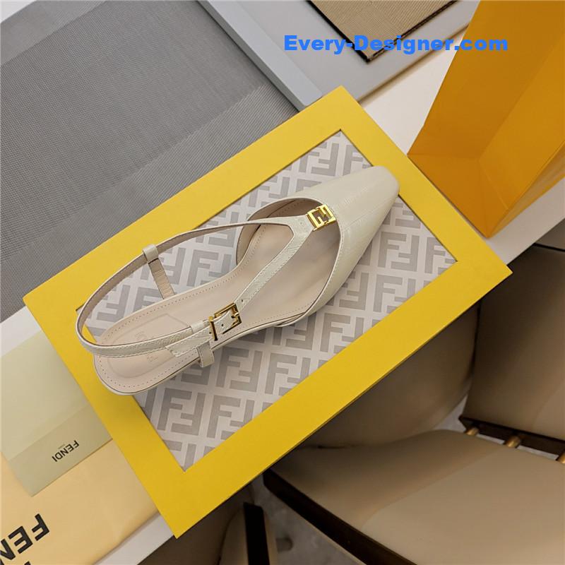 F**di ffold ivory eel leather low-heeled slingbacks