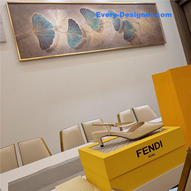 F**di ffold ivory eel leather low-heeled slingbacks