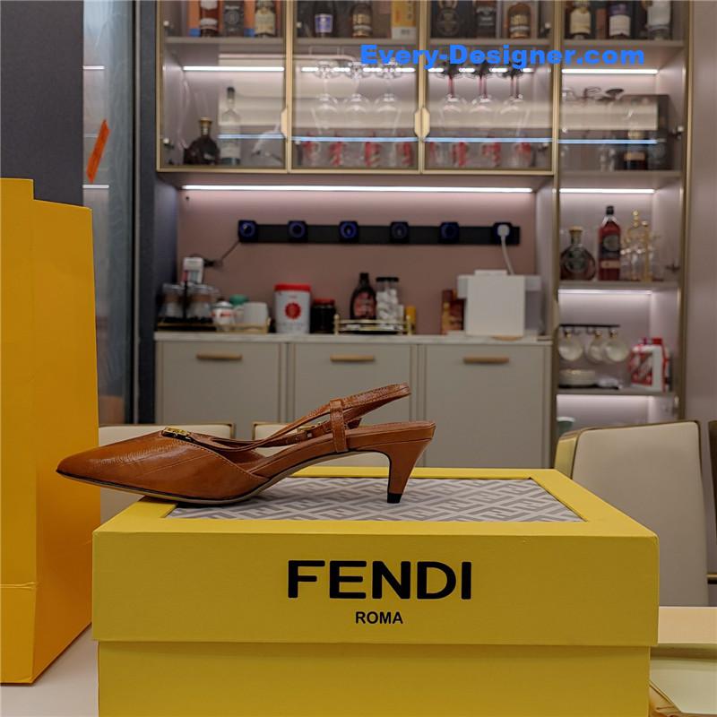 F**di ffold beige eel leather low-heeled slingbacks