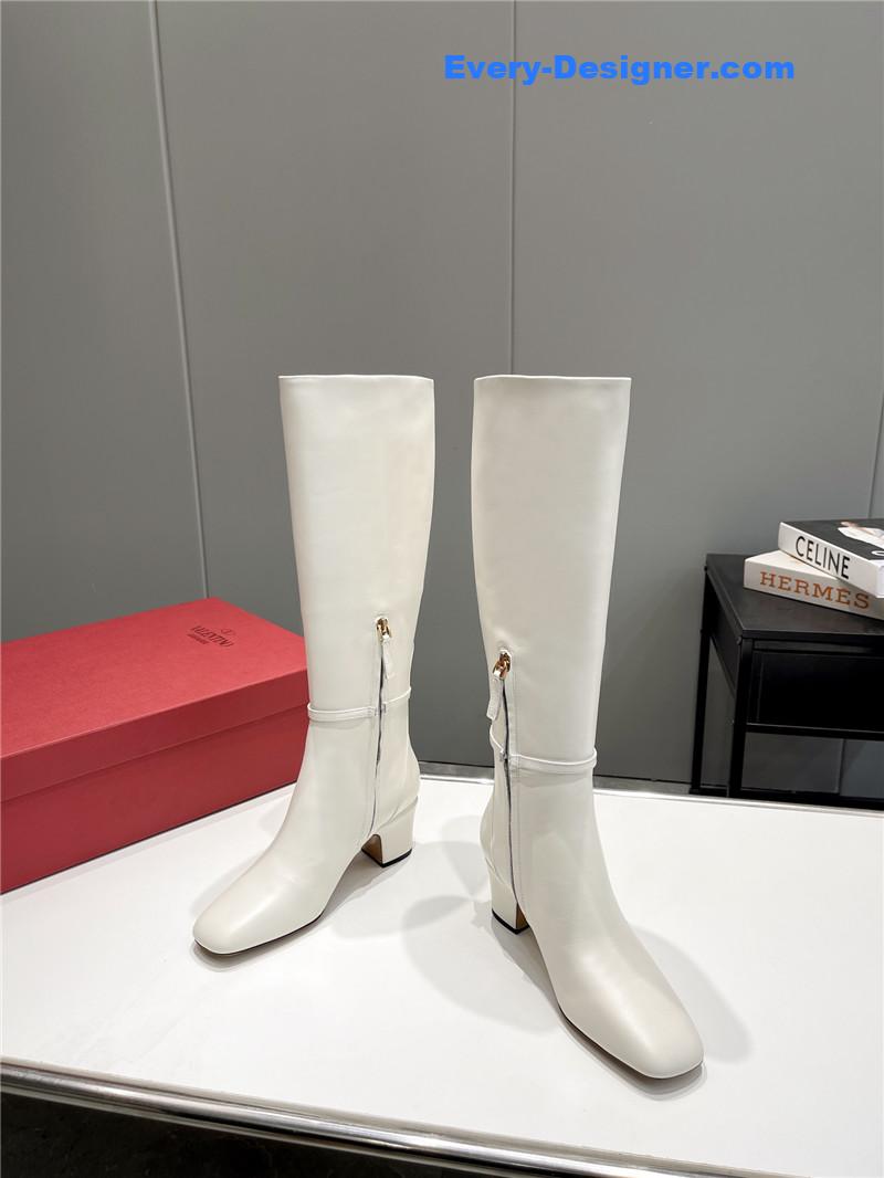 Va1e*ntin0 garavani white tan-go keen high boots