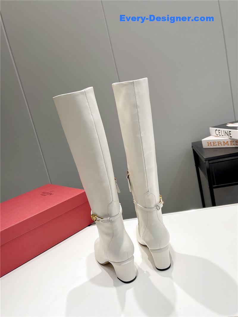 Va1e*ntin0 garavani white tan-go keen high boots
