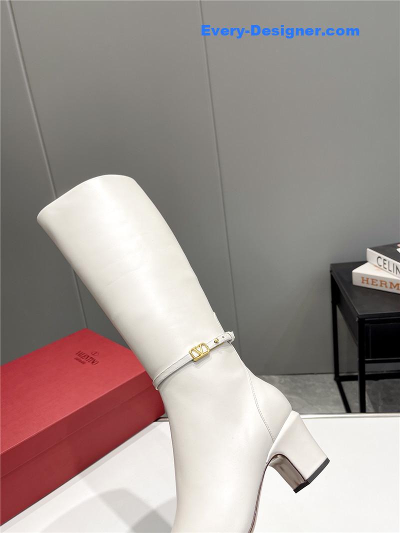 Va1e*ntin0 garavani white tan-go keen high boots