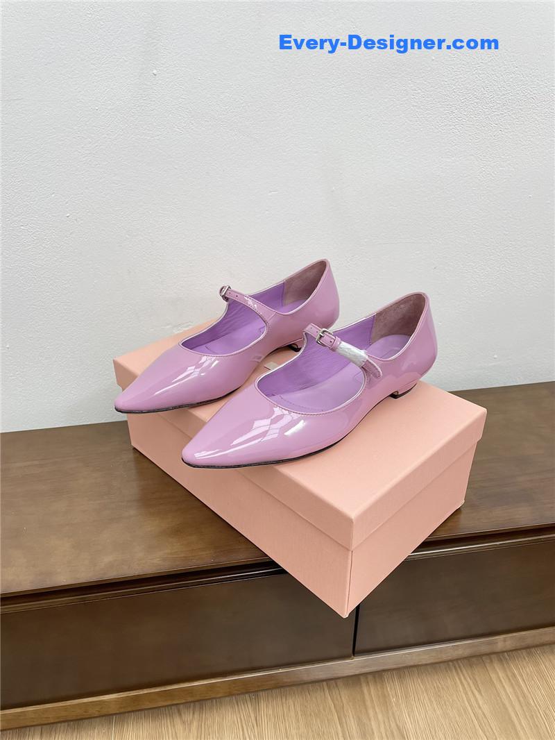 Miu Miu Purple Pattern Mary Jane Pointed Flats