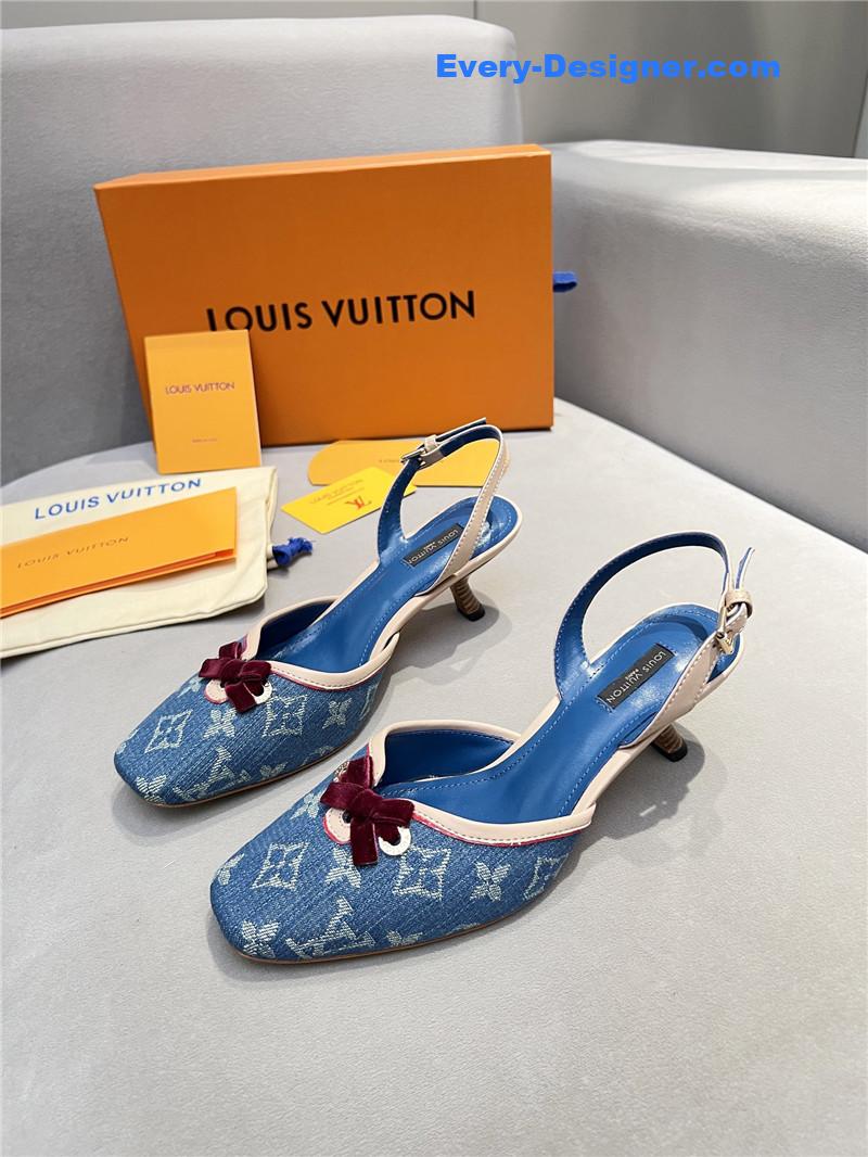 l0vis Vvtt0n neo slingbacks monogram denim blue pumps