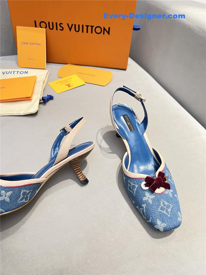 l0vis Vvtt0n neo slingbacks monogram denim blue pumps
