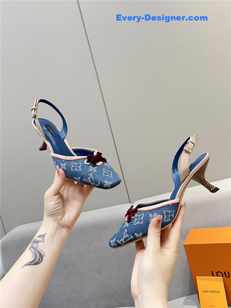 l0vis Vvtt0n neo slingbacks monogram denim blue pumps