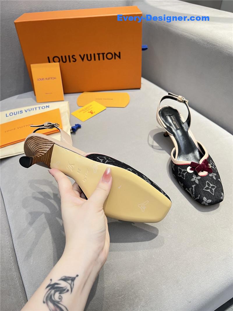 l0vis Vvtt0n neo slingbacks monogram denim black pumps