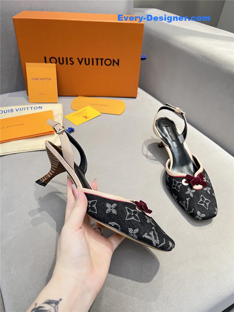 l0vis Vvtt0n neo slingbacks monogram denim black pumps