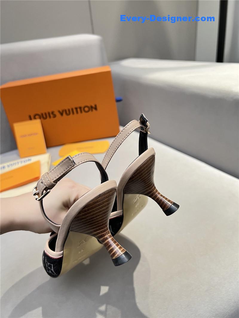 l0vis Vvtt0n neo slingbacks monogram denim black pumps