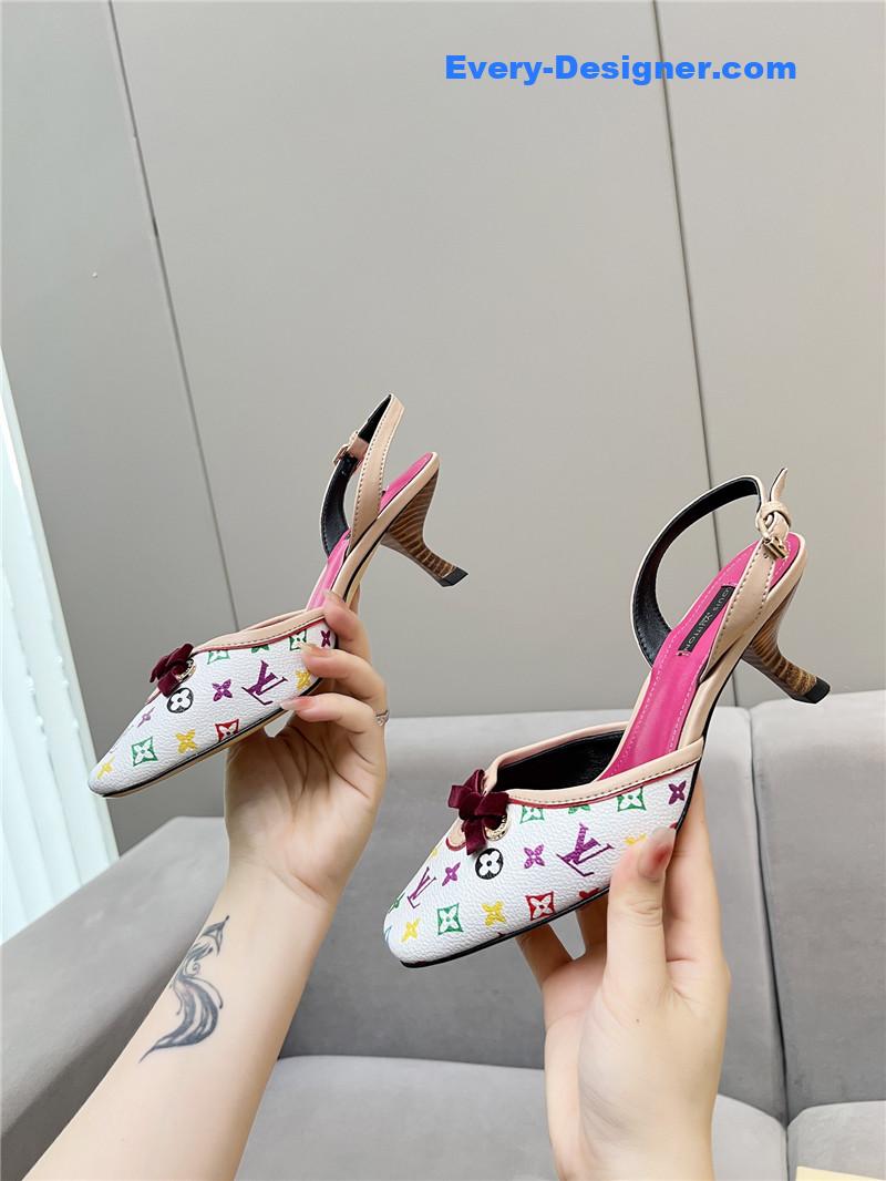 l0vis Vvtt0n neo slingbacks pink and white monogram pumps