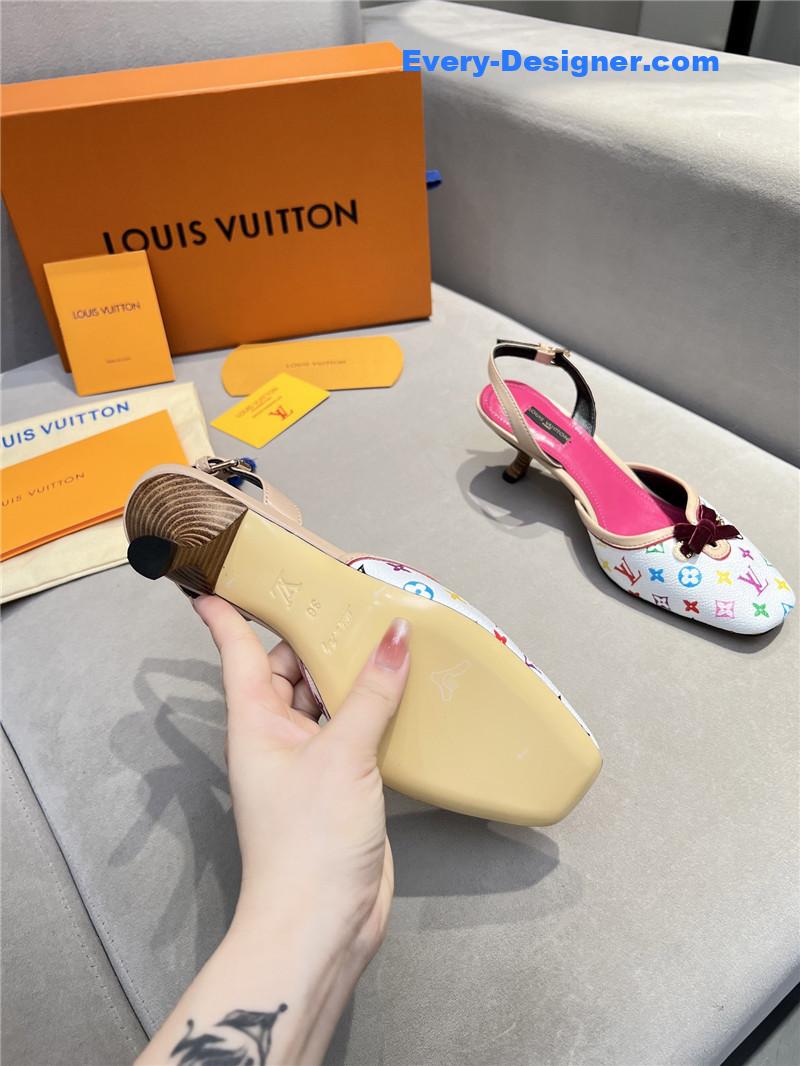 l0vis Vvtt0n neo slingbacks pink and white monogram pumps
