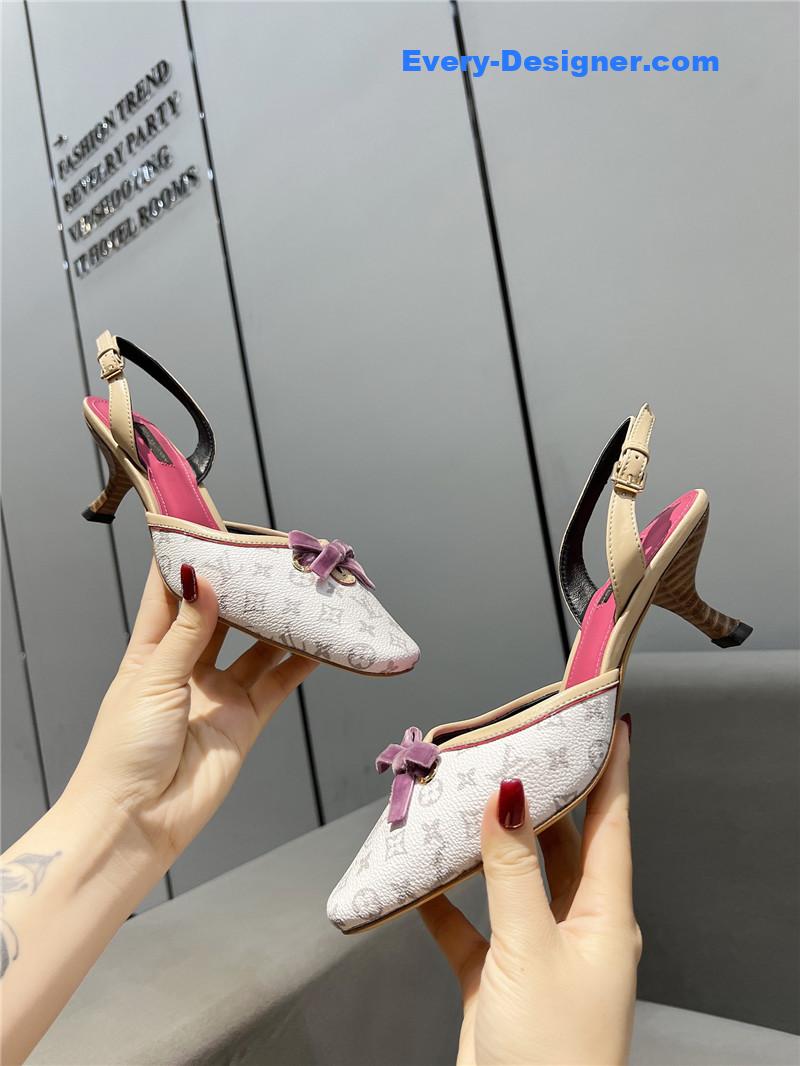 l0vis Vvtt0n neo slingbacks pink and silver monogram pumps