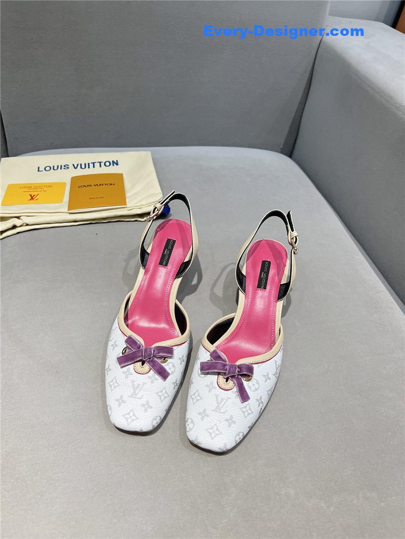 l0vis Vvtt0n neo slingbacks pink and silver monogram pumps