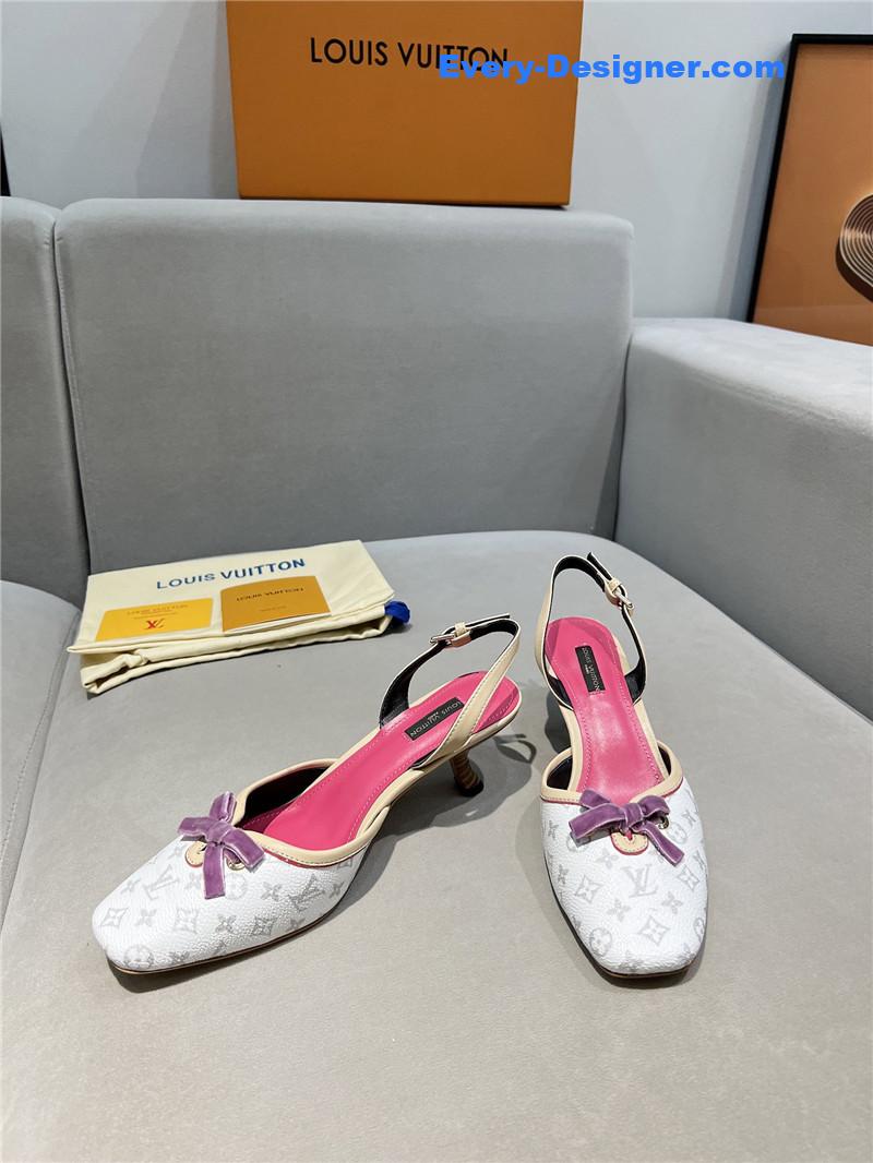 l0vis Vvtt0n neo slingbacks pink and silver monogram pumps