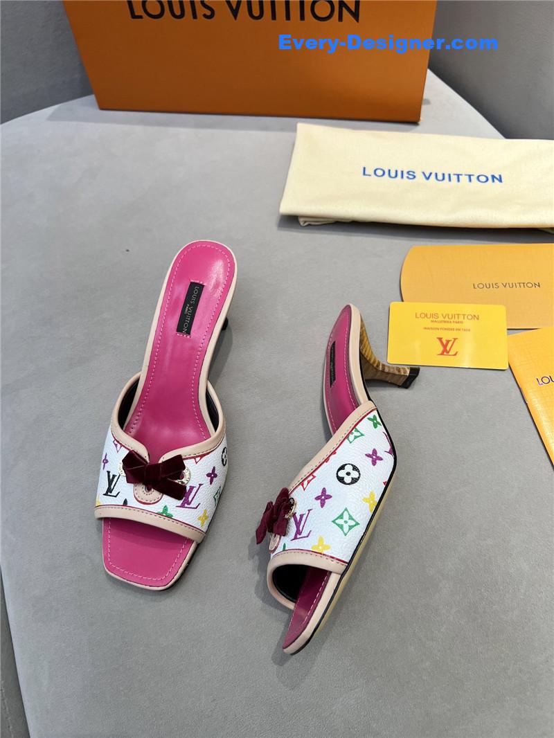 l0vis Vvtt0n neo revival mules pink and white printed calfskin