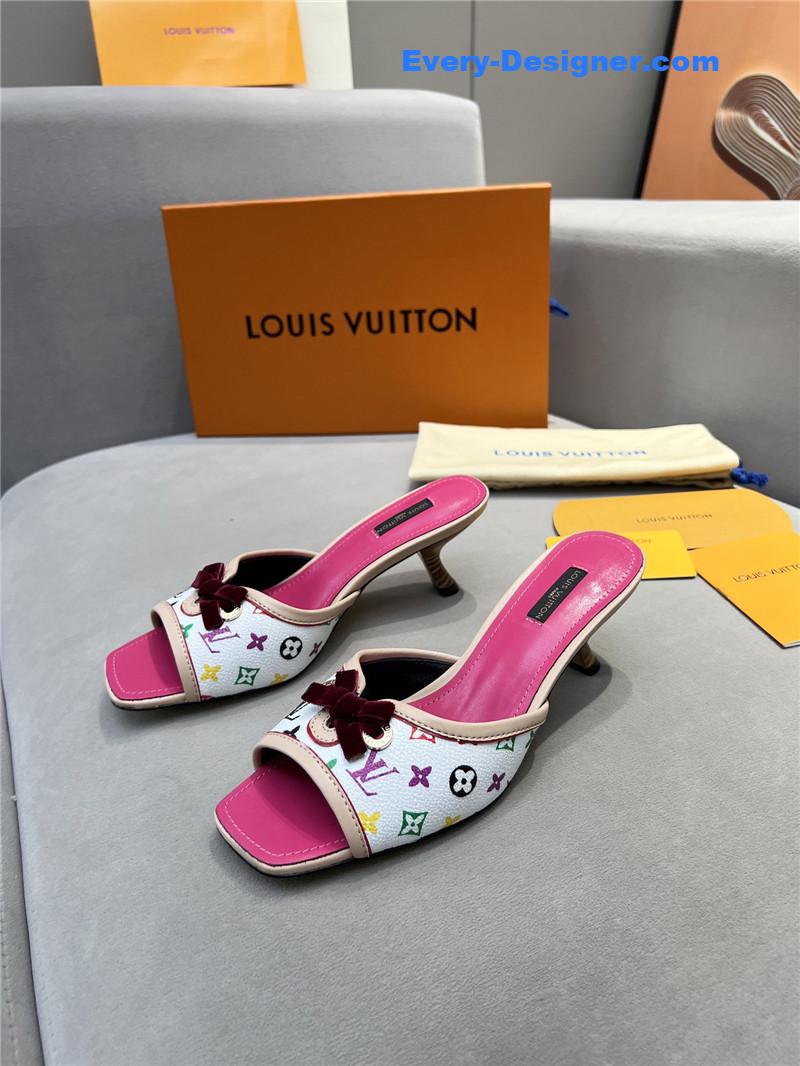 l0vis Vvtt0n neo revival mules pink and white printed calfskin