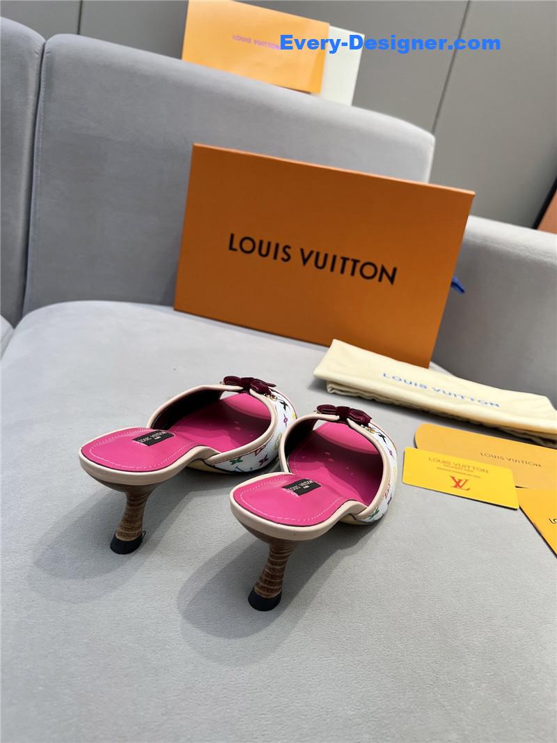 l0vis Vvtt0n neo revival mules pink and white printed calfskin