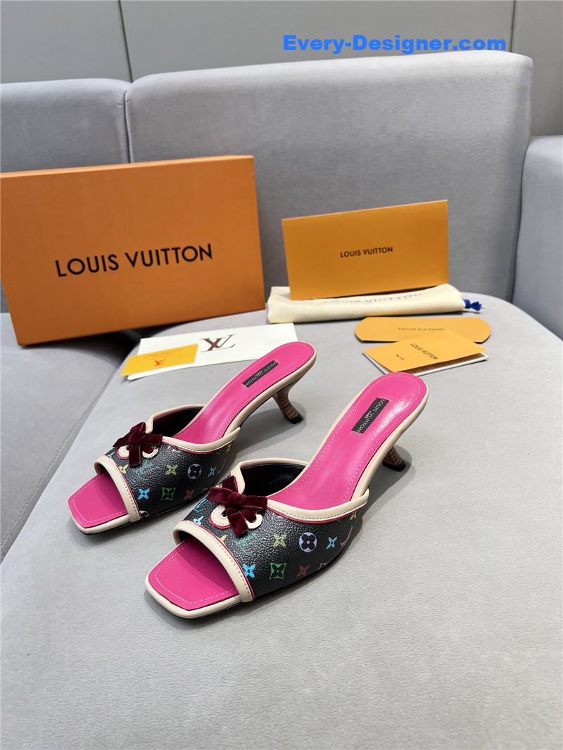 l0vis Vvtt0n neo revival mules printed calfskin pink black