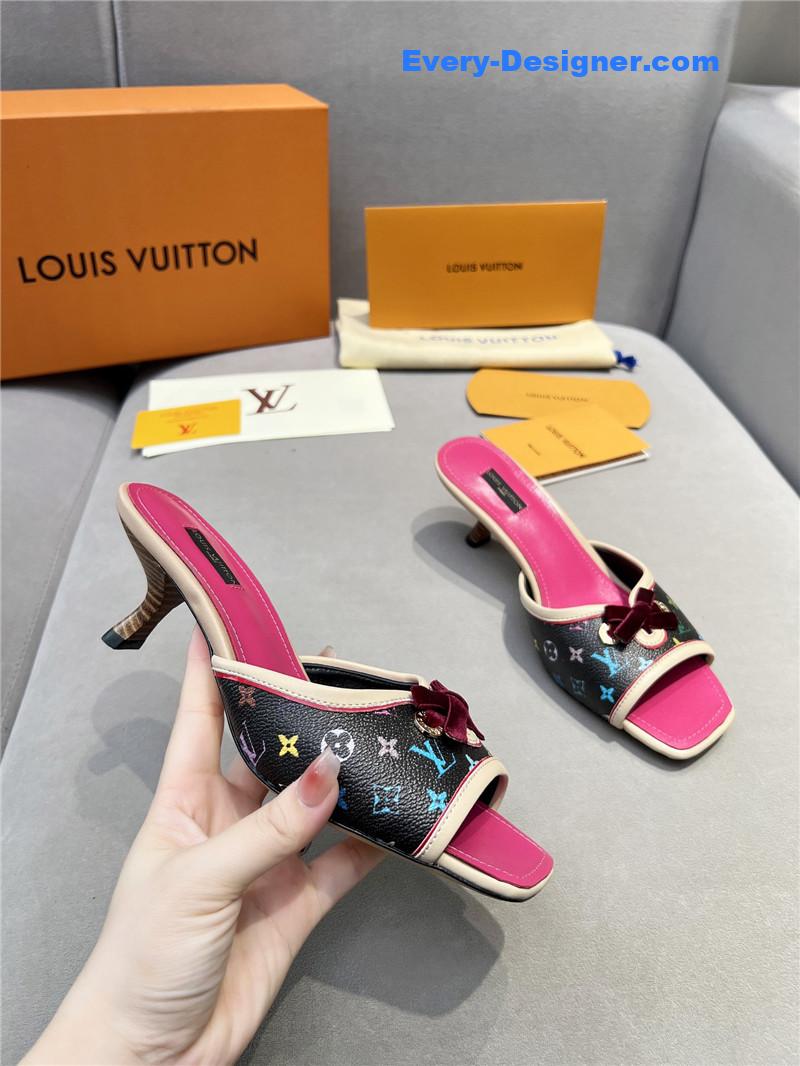 l0vis Vvtt0n neo revival mules printed calfskin pink black