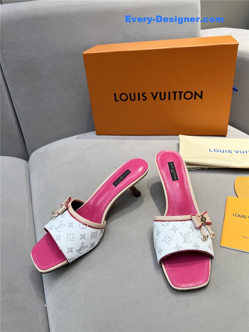 l0vis Vvtt0n neo revival mules pink and silver printed calfskin