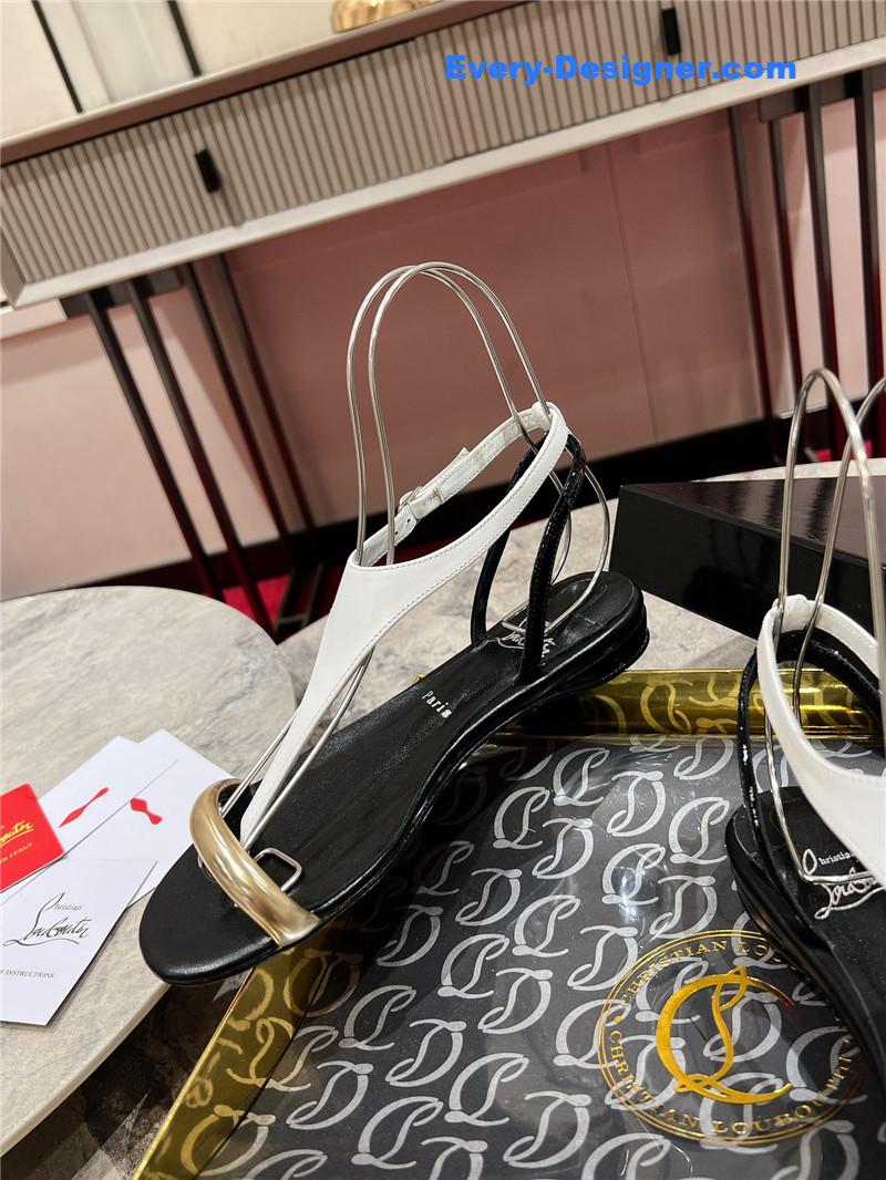 Chr1st1an louboutin athina flat sandals black white