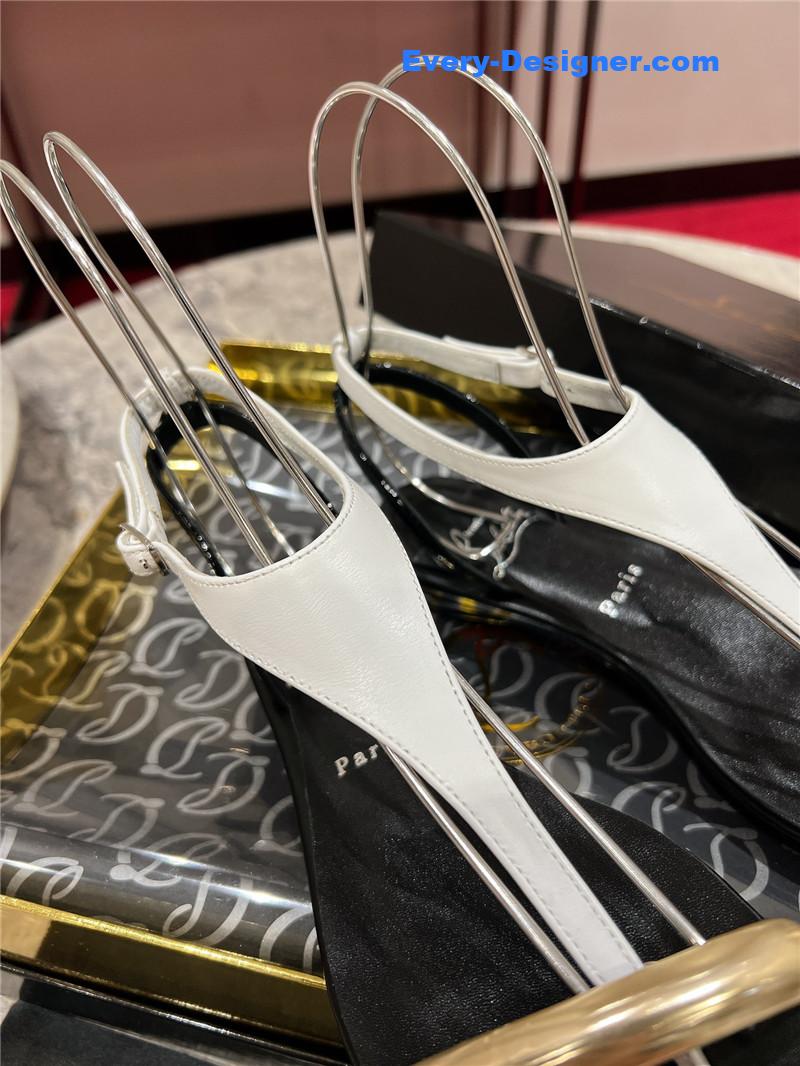 Chr1st1an louboutin athina flat sandals black white