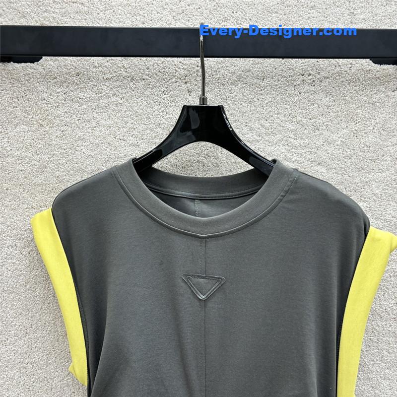 Pra*a contrast color hem flying dress replicas clothes