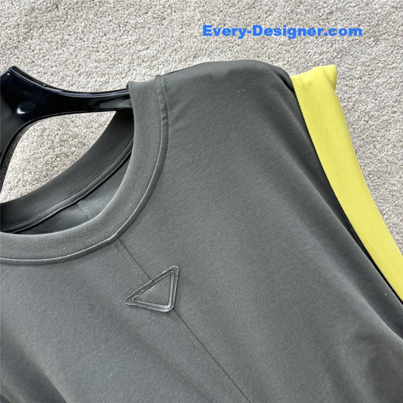 Pra*a contrast color hem flying dress replicas clothes