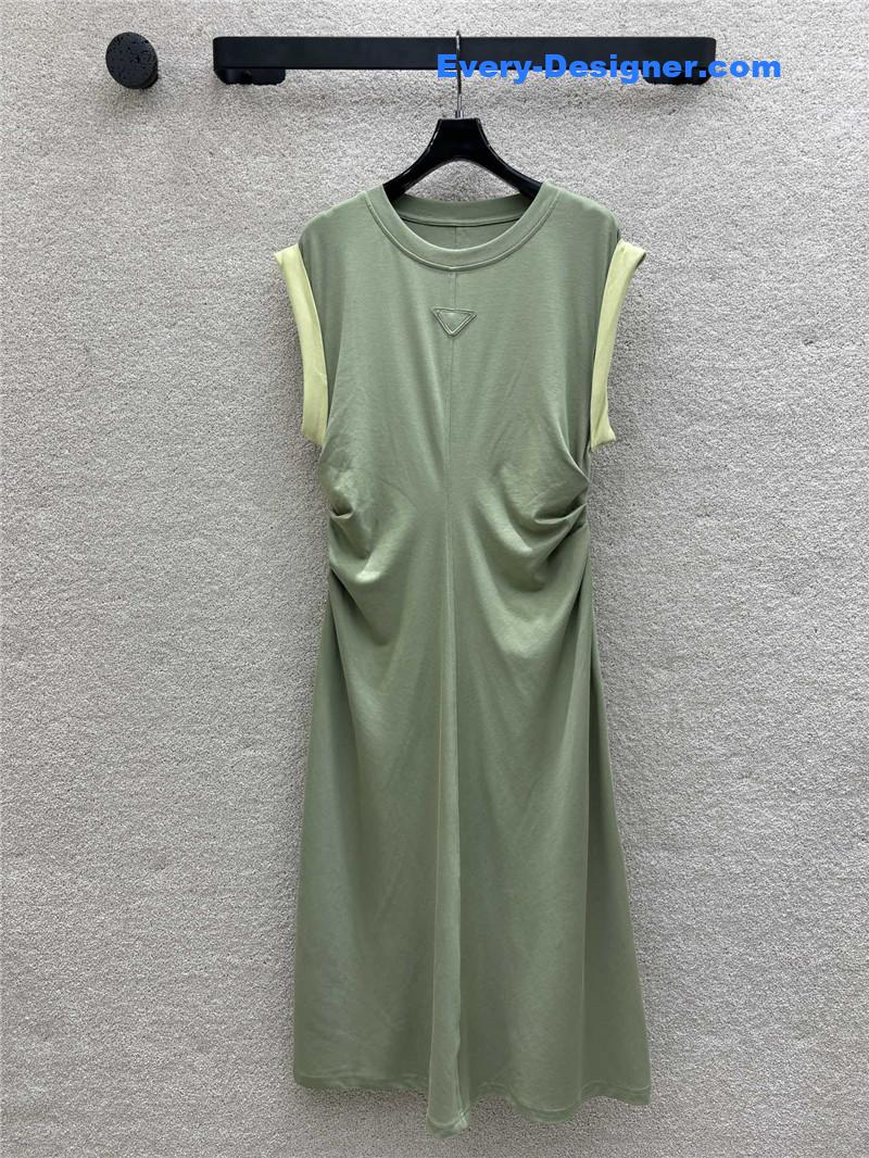 Pra*a contrast color hem flying dress replicas clothes
