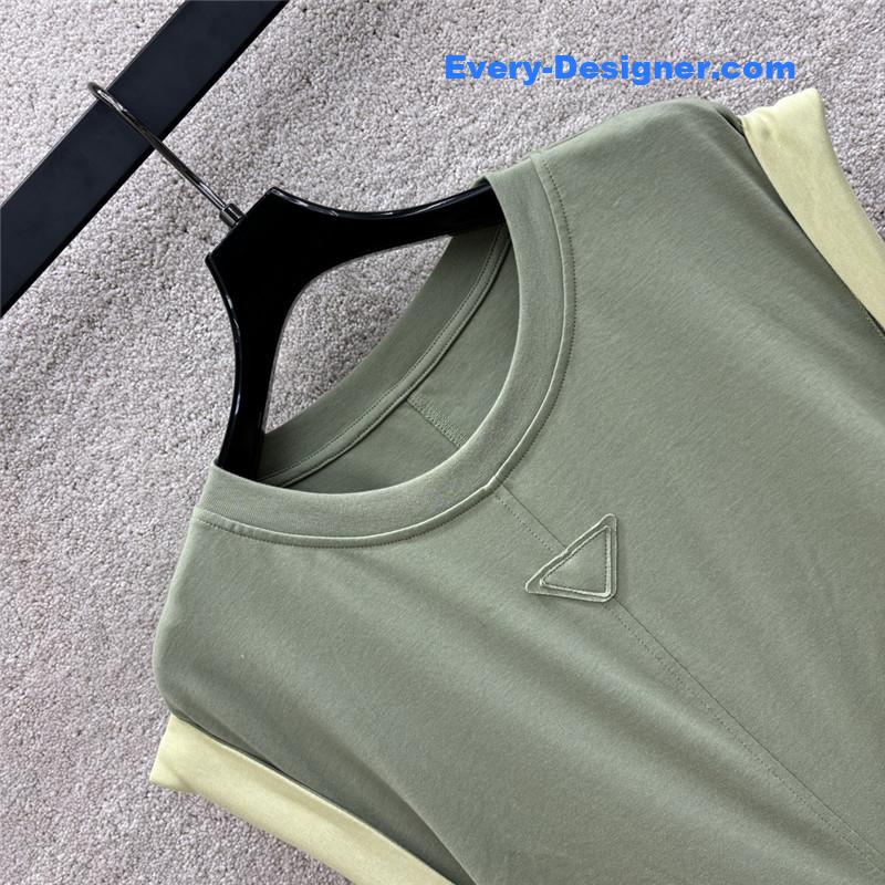 Pra*a contrast color hem flying dress replicas clothes