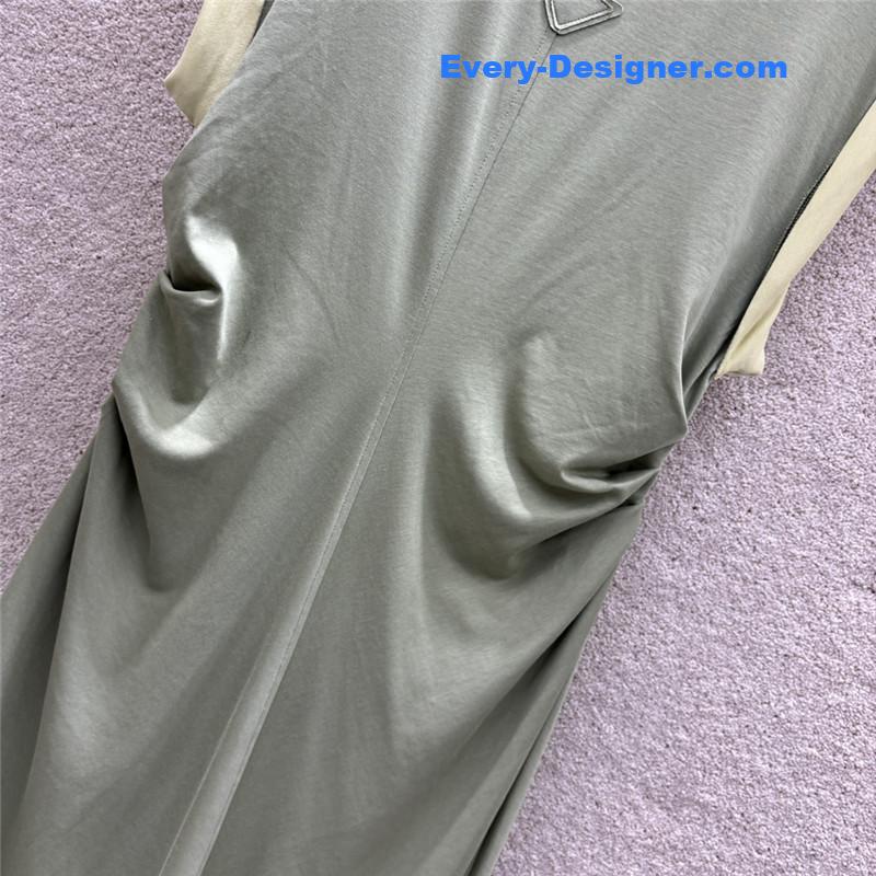 Pra*a contrast color hem flying dress replicas clothes