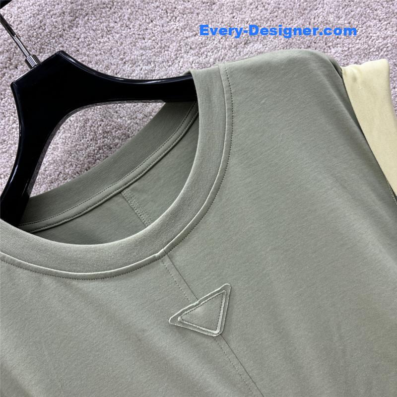 Pra*a contrast color hem flying dress replicas clothes