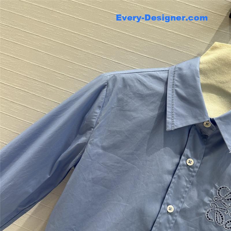 L0ew* hollow embroidery short shirt replica clothing sites